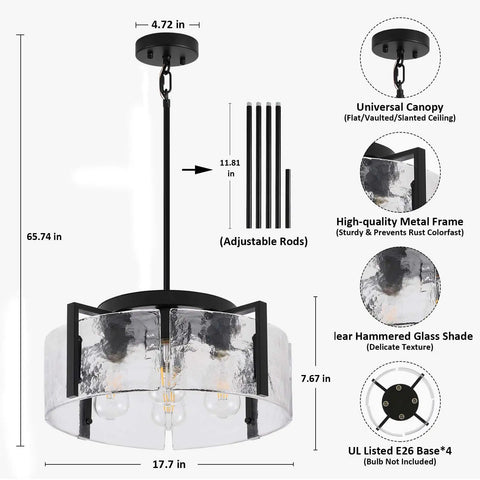 Get The Low On This Badass Matte Black 4 Light Adjustable Chandelier With Metal Frame To Drop Some Serious Glow Over Dining Tables Kitchen Islands Bedrooms Or Bathrooms Today. Dimensions shown with adjustable rods.