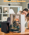 Active Print While Drying Filament Feeder And Dryer For 3D Printers, 25W Silent Warmer in use beside a desktop 3D printer