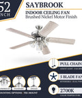 52 Inch Indoor Ceiling Fan With Light And LED, Tri Mount 5 Blade Modern Farmhouse Style in Gray Oak and Brown Walnut Finishes