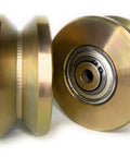 Slide Gate V Groove Caster Wheels Set 4 Inch Steel V Groove Rollers With Double Bearings 3000 LB Capacity