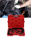 Get This Insane 21 Piece Deep Impact Socket Set With 3/4 And Two Inch Heads For Heavy Duty Vehicle Repair Jobs Making Mechanics Look Like Total Bosses Who Ace Every Tough Job Under The Hood Fast, red case with deep sockets