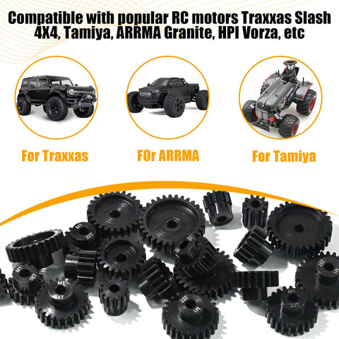 20T 5mm Bore Hardened Steel Motor Pinion Gear 3 Pack For 1/8 And 1/10 RC Crawlers Monster Trucks Short Course Trucks And Boats