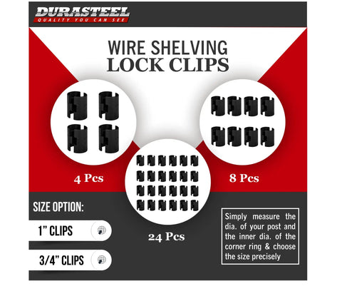 Dead Nuts Secure Wire Shelving Lock Clips And Tight Grip Shelf Sleeve Covers For One Inch Posts Built Solid With Heavy Duty Plastic In Matte Black Finish No Drama Setup Set Of 24 For Garage Workbench
