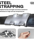 Beefed-Up Heavy Duty Steel Strapping Kit With 3/4 Inch By 300 Foot Coil, 1700 Lbs Break Strength, Includes 150 Open Seals