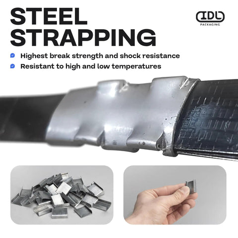 Beefed-Up Heavy Duty Steel Strapping Kit With 3/4 Inch By 300 Foot Coil, 1700 Lbs Break Strength, Includes 150 Open Seals
