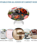 Heavy Duty Round Cabinet Knobs With Ladybug Flower Design In Top Shelf Stainless Steel for Kitchen Bathroom and Dresser Drawers