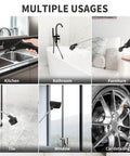 Supercharged Handheld Steam Cleaner With Beast Mode 2500 Watt Power steaming kitchen sink, bathroom tub, and car wheels.