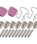Get Your Plasma Cutting Torch Running Smooth With This Ag60 And Sg55 Nozzle Electrode Tip Consumable Kit For Easy Replacement And Less Downtime On Any Machine Today, featuring stainless steel tips and pink ceramic cups.