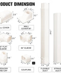 Dimensions of Decorative PVC Line Set Cover Kit For Ductless Mini Split AC And Heat Pumps, 3 Inch Wide By 16.1 Foot Long