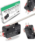Heavy Duty Micro Limit Switch With Long Hinge Lever SPDT 1NO 1NC 15A 125 To 250VAC V-153-1C25 displayed with packaging