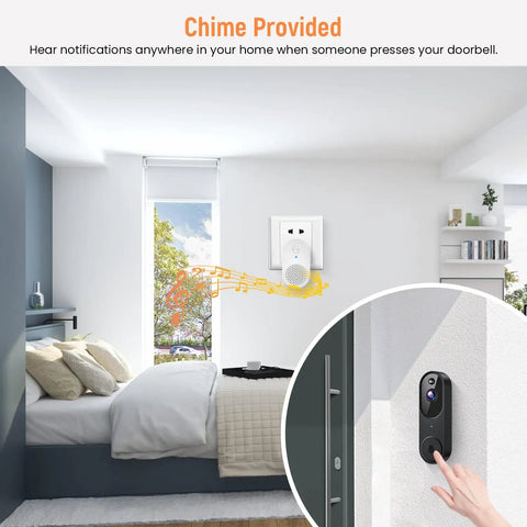 Smart Video Doorbell Camera With Battery Power, AI Human Detection And Instant Alerts, Night Vision, Two Way Audio, 2.4G WiFi, Chime Included