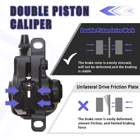 Hardcore Mechanical Mountain Bike Disc Brake Caliper Kit with double piston design, showing stable braking operation.