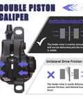 Heavy Duty Mountain Bike Mechanical Disc Brake Kit Featuring Double Piston Calipers And Premium Resin Pads showcasing a double piston caliper design.