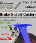 Heavy Duty Locking Casters With Dual Disc Brakes, Rock Solid Rubber Tires, Shock Absorbing Puncture Proof Wheel Kit components for installation.