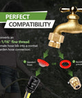 Lead Free Hose Bib Adapter With Backflow Preventer, 1-1/16 Inch Fine Thread Female To 3/4 Inch GHT Male, installed on faucet