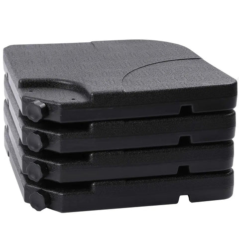Stacked black plates of Beefy Water Or Sand Filled 4 Square Plate Umbrella Base For Cantilever Offset Patio Market Umbrella Stand With U Locking