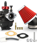 PE22 Carburetor With 48mm Air Filter Kit for 125cc 130cc 140cc bikes showing carb, filter, and hardware components