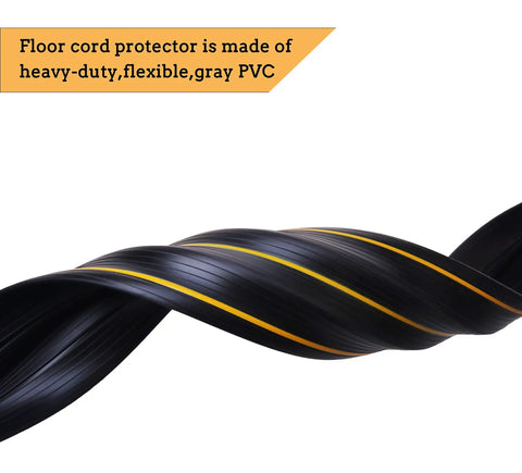 10ft Floor Cord Cover For Home Or Office With 3 Cord Channels Quick Install Cable Protector And Wire Organizer To Keep Wires Neat And No Trip Hazards Black made of heavy-duty PVC