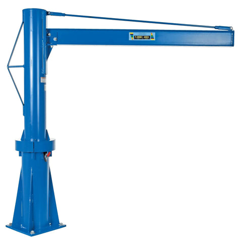 Straight Up Pro Grade Transportable Multi Station Jib Crane With Six Inch High I Beam Four Inch Flange, blue steel, industrial lifting.