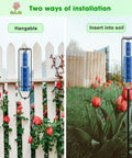 Beefed Up 7 Inch Rain Gauge For Outdoor Use with freeze proof design attached to fence and inserted in garden soil.