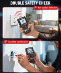 KM200P Digital Multimeter With All Button Operation TRMS Auto Ranging 4000 Counts NCV Detection testing outlets and live wires.