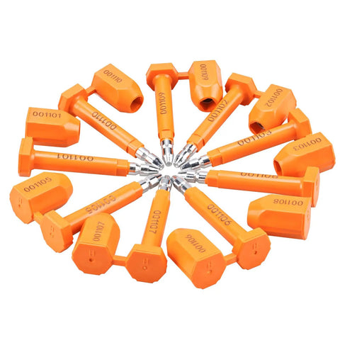Rock Solid Shipping Container Bolt Seals 100 Pack Orange Steel Core Locks With Dead Simple Progressive Numbering For Bulletproof Cargo Security That Keeps Your Freight Locked Down Tight