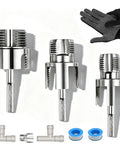 1 2 3 4 Inch Pipe Threading Tool Set Quick Cut Die for PVC Steel Copper, heavy duty reamer kit with threaded cutters and adapters.