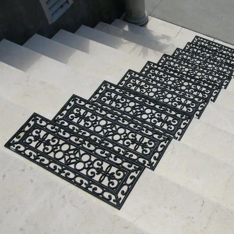 6 Piece Regal Stair Treads Rubber Step Mats For Indoor Use, Non Slip, 9.75x29.75 Inches, Black on marble stairs