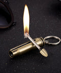 Brass Permanent Match Lighter With Keychain Flint Fire Starter Reusable Waterproof Fire Steel for Camping and Emergency