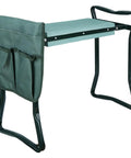 Foldable Garden Kneeler Bench Stool With Soft Cushion Seat Pad And Tool Pouch, sturdy steel frame, side view
