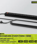 Eight-outlet power strip with long cord, compatible with Power Tool Organizer Cart With Charging Station And Battery Charger Mobile Rolling Workshop Cart On Wheels With Locking Swivel Casters Holds Eight Drills Utility Cart For Garage Storage.