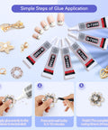 Clear Jewelry Glue 6 Pack 15ML B7000 Waterproof Adhesive For Rhinestones And DIY Projects with application steps and uses