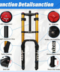 20 Inch Fat Tire Bike Front Air Suspension Fork With 180mm Travel And 135mm Hub Spacing Straight Steerer Manual Lockout