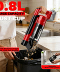 M18 Battery Compatible Cordless Vacuum Cleaner 8 In 1 Stick Vac with pet brush shown emptying dust cup