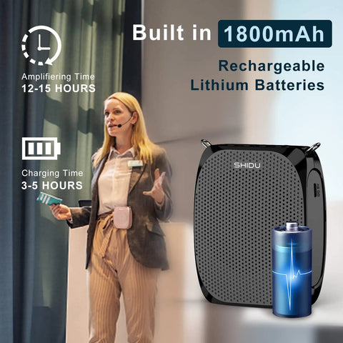 Portable Voice Amplifier With Headset Microphone For Speaking On The Go Rechargeable Mini PA System Ideal For Teachers.