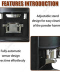 Close-up of No Sweat Electric Coffee Tamper 58mm Smooth Auto 1 To 3 Cycles With Adjustable 5 To 30 Kg Pressure built tough sensor design.