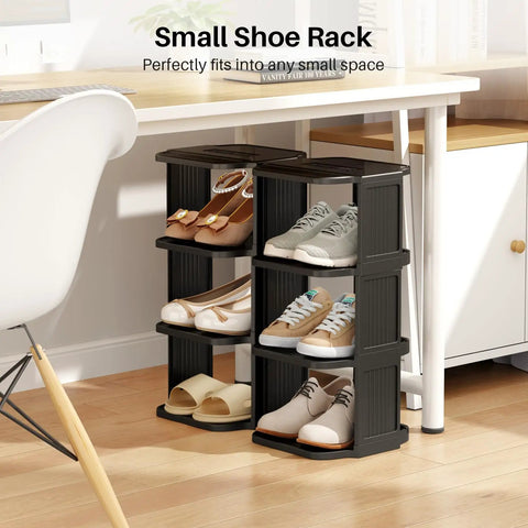 Eight Tier Vertical Plastic Shoe Rack Freestanding Stackable Organizer For Small Closets And Tight Spaces Space Saving Design