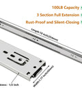 Beefy Heavy Duty 10 Inch Side Mount Drawer Slides 100 LB Capacity Pair Zinc Plated Cold Rolled Steel Anti Rust Construction For Home Cabinets And Tool Chests 10 inch