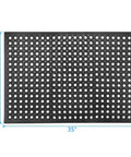 Heavy Duty Commercial Rubber Floor Mat Featuring Hexagonal Drainage Cutouts For Garage And Shop Kick Ass Non Slip Oil Grease Resistant Tough As Nails Level, 23x35 inch size.