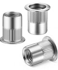 60Pcs M6 Stainless Steel Rivet Nuts Kit Flat Head Rivnut Threaded Inserts Nutsert Rivet Nut With Knurled Body