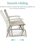 Two Person Outdoor Patio Swing Glider With Smooth Rocking Motion, Textilene Fabric Over Powder Coated Steel Frame side view