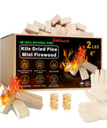 Mini Firewood 4 Inch Logs Kiln Dried Pine For No Fuss Portable Fire Pits And Solo Stove Accessories, 2 Lb Box With Fire Starters And Gloves