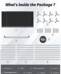Package content layout for Tough As Nails 3D Printer Enclosure With LED Light for A1 and A1 Mini, showing components and accessories.
