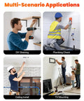 Multiple scenarios using 6-in-1 Stud Finder Wall Scanner, Electronic Wall Detector for DIY shelving and TV mounting.