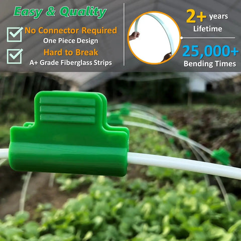 Six Pack Fiberglass Garden Hoops For 2 To 4 Foot Wide Raised Beds, 6.56 Feet Long, Super Bendable And Weatherproof Grow Tunnel Frame, Plant Row Cover Support, Wind Resistant, Rust Proof, No Assembly Required