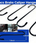 Brake Caliper Piston Compression Tool Kit With 4 Heavy Duty Caliper Hooks And Gloves 4 In 1 Pro Grade Universal 360 Ratcheting System For Single Twin Quad Piston Car Brake Repair DIY Friendly with close-up of 7.9 inch caliper hangers