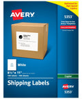 Top Shelf Blank Shipping Labels Optimized For High Speed Copiers, Smooth Print Quality With Zero Jamming, Big Batch 8.5 By 11 Bright White Sheets, No Stress Mailing Hustle In A 100 Count Bulk Pack packaging with shipping labels and box.