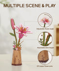 3D Wooden Lily Flower Puzzle DIY Kit For Home Decor And Relaxing Adult Crafts Artificial Wood Flower Gift For Valentine Day