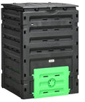 Black Garden Compost Bin 120 Gallon Backyard Composting System With 450L Capacity BPA Free 80 Vents And 2 Sliding Doors