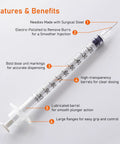 Dead On Accurate 31 Gauge 1cc Insulin Syringe With Sharp 5/16 Inch Needles Smooth Gliding Plunger U 100 Precision Dosing features details